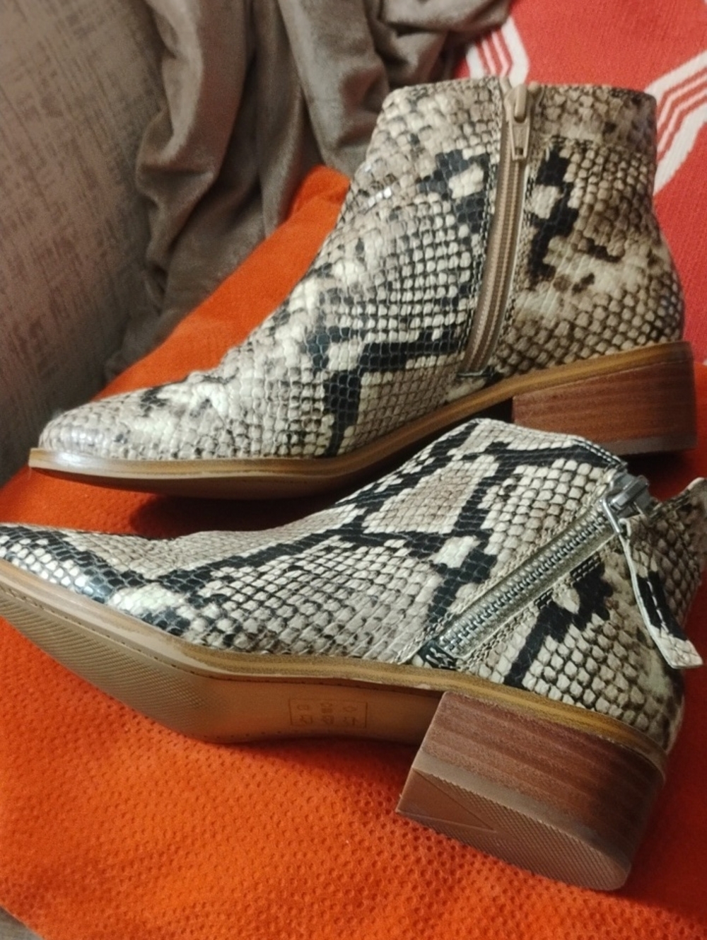 Aldo Reravia Beige & Black Snakeskin Ankle Boot